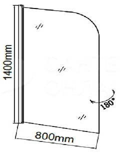 Шторка для ванны Grossman GR-100, 80*140 стекло прозрачное Easy Clean