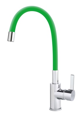 Смеситель для кухни с гибким изливом Rubineta Flexy-33 (GR), зеленый FL300G8. Образец. Распродажа