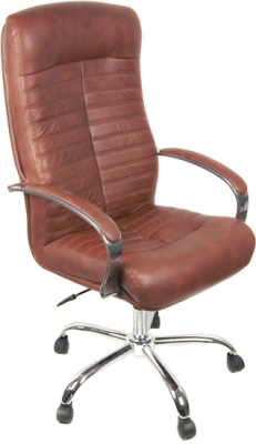 Кресло Евростиль Консул хром кожа люкс коричневый 6030Y70R
