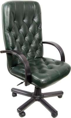 Кресло Деловая Обстановка Премьер экстра кожа люкс темно-зеленый венге 8010B90G