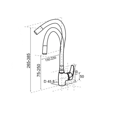Смеситель однорычажный Центр сантехники СМ 27/22ш М40 с гибким утка силиконовым изливом D24, белый
