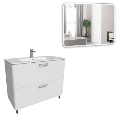 Комплект: тумба Iddis Brick 100 см и зеркало Стив 1000х800. Акция