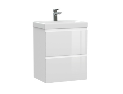Тумба подвесная Cersanit Moduo 50 с умывальником Moduo Slim 50 (Mod.01.50/P/W+UM-MOD50SL/1)
