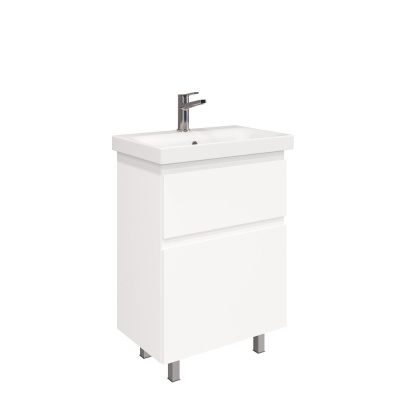 Тумба напольная Laparet Optimum Slim 60 с умывальником Moduo 60 60x38,5 см, белый глянец (LO-WFCAB-60SL-01+S-UM-MOD60SL/1)