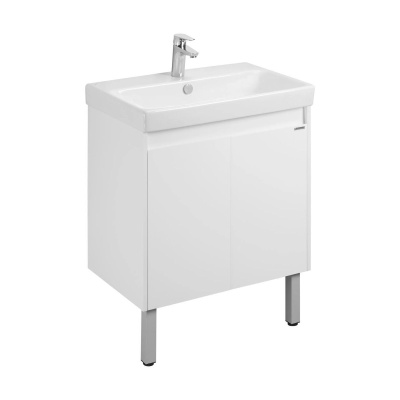 Тумба подвесная Акватон Сканди Doors 70 белый глянец / белый матовый с умывальником Santek Адриана 70