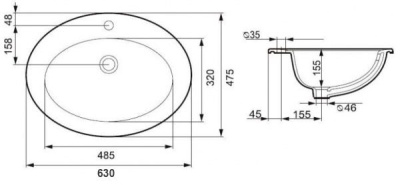 Умывальник Cersanit GAMMA 60 врезной