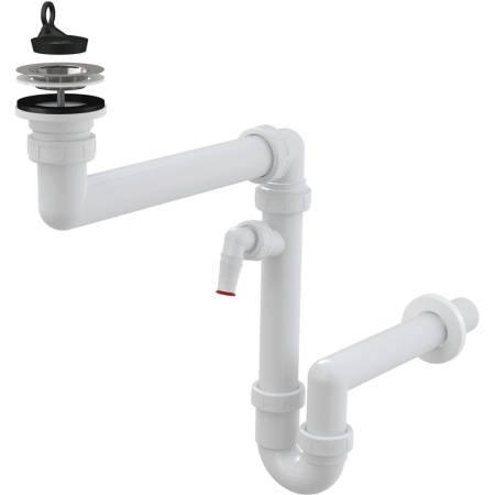 Сифон для мойки экономящий пространство со штуцером AlcaPlast A870P-DN40