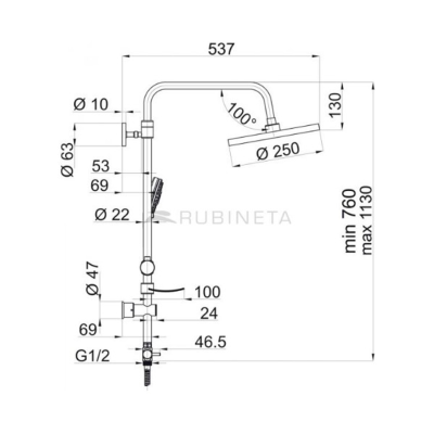 Душевая колонна Rubineta 624125 River