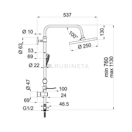 Душевая колонна Rubineta 624125 River