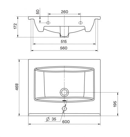 Тумба IDEA Нова Квадро 60 c умывальником Элина 60