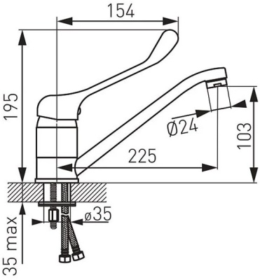 Смеситель для кухни Ferro Vasto Medico с поворотным изливом BVAM4. Образец. Распродажа
