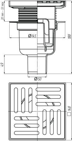 Трап вертикальный Ани Пласт регулируемый с выпуском 50 мм TA5712