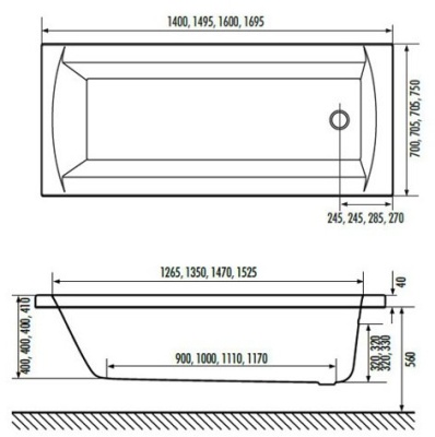 Акриловая ванна без панели Excellent Aquaria 150x70 WAEX.AQU15WH