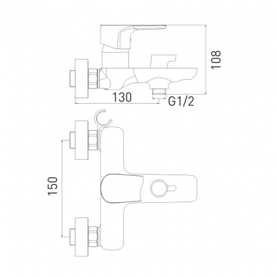 Смеситель для ванны/душа с коротким изливом Gross Aqua Evo черный 2155297MB