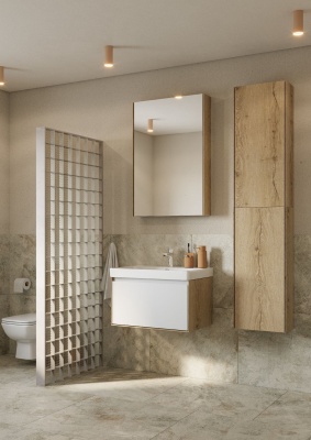 Тумба Акватон Либерти 70 с умывальником Адриана 70, дуб эльвезия/белый глянец 1A2798V0LYC70