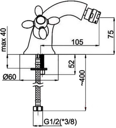 Смеситель для биде Rubineta Venecia V 7 CROSS