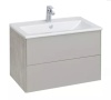 Тумба под умывальник подвесная Акватон Сохо 75 с умывальником Элина 75, слэйт/галька серая