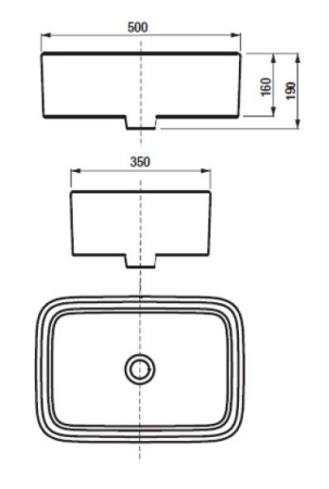 Умывальник накладной Roca MILA прямоугольный