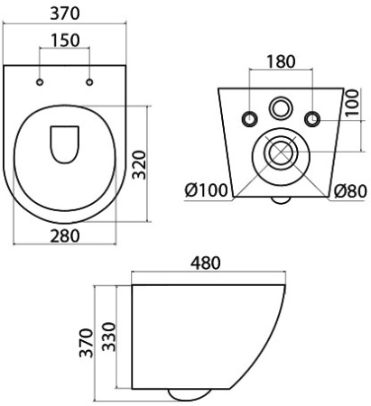 Инсталляция Iddis Profix с подвесным унитазом Blanco и черной кнопкой Uniglass 001 (PRO0000i32+UNG01BCi77+BLARDSEi25)