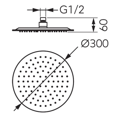 Верхний душ круглый Ferro Slim, хром DSN07