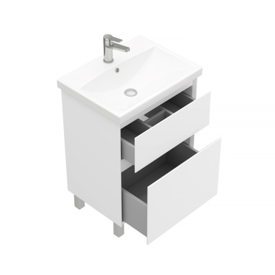 Тумба напольная Laparet Vitrum 60 с умывальником Cerastyle Elite 60 белый матовый (LV-WFCAB-60-11+VB032H82U00)