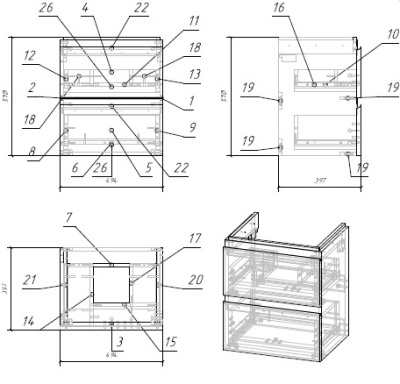 Тумба с умывальником подвесная Cersanit MODUO 50 с умывальником COMO 50 белый SZ-MOD-MO50/Wh