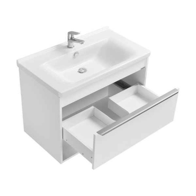 Тумба Акватон Хоуп 80 с умывальником Миранда 80, белый матовый 1A2873K0HP2B0