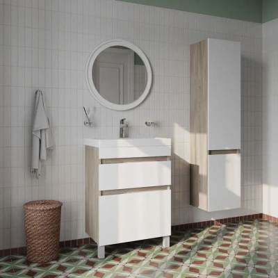 Тумба с умывальником 60 см напольная с ящиками Iddis Zodiac, белый ZOD6ABFi95K