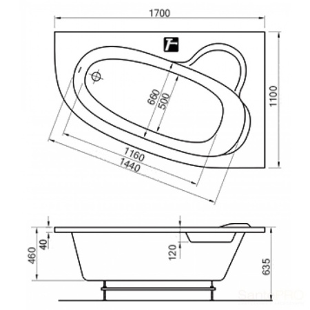 Ванна акриловая правая Ravak ASYMMETRIC 170x110 R, белая C491000000