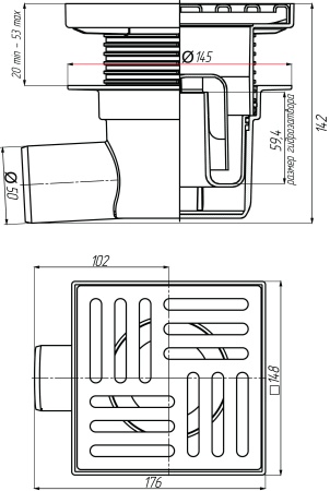 Трап горизонтальный Ани Пласт регулируемый с выпуском 50 мм TA5612