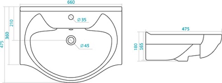 Тумба IDEA Сфера 65 с умывальником Байкал 65