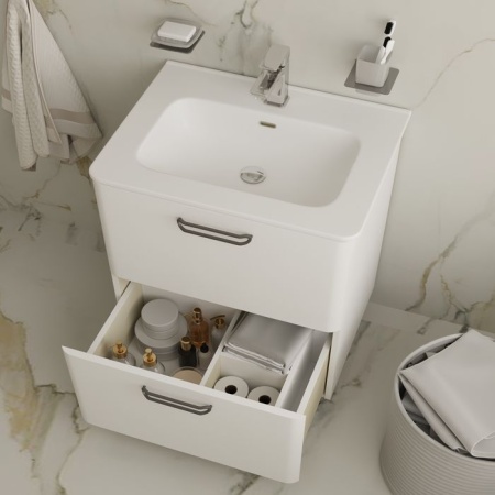 Тумба с умывальником напольная IDDIS Brick 60 см, белая BRI60WFi95K. Акция