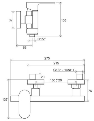 Смеситель для душа Ravak CR 032.00/150