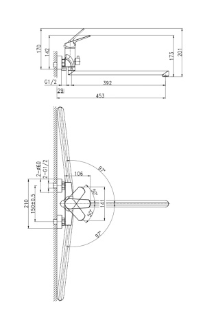 Смеситель для ванны с длинным изливом однорычажный Cersanit Flavis 64093