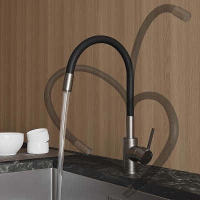 Смеситель для кухни с гибким изливом Milardo Meal, сатин M01BN0FM05