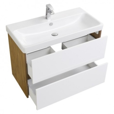 Тумба под умывальник Акватон Сканди 80 с умывальником Адриана 80, дуб рустикальный 1A2830K0SDZ90