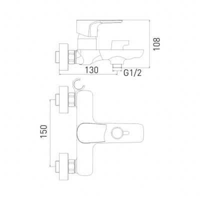 Смеситель для ванны/душа с коротким изливом Gross Aqua Evo черный 2155297MB. Образец. Распродажа