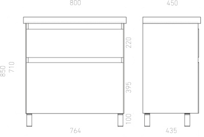 Тумба напольная Laparet Vitrum 80 с умывальником Cerastyle Elite 80 белый матовый (LV-WFCAB-80-11+VB032M22U00)