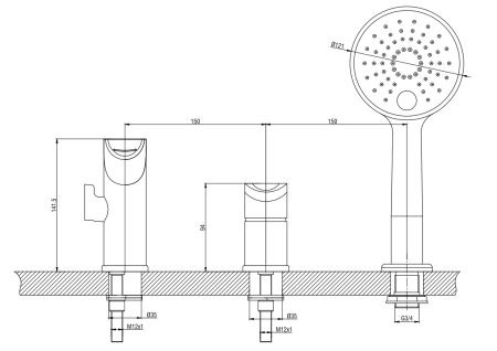 Смеситель на борт ванны Gross Aqua Space 1209288С