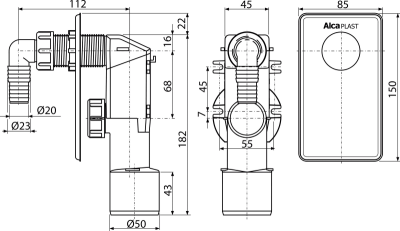 Сифон для стиральной машины под штукатурку белый AlcaPlast APS4