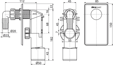 Сифон для стиральной машины под штукатурку белый AlcaPlast APS4 Сифон для стиральной машины под штукатурку белый AlcaPlast APS4