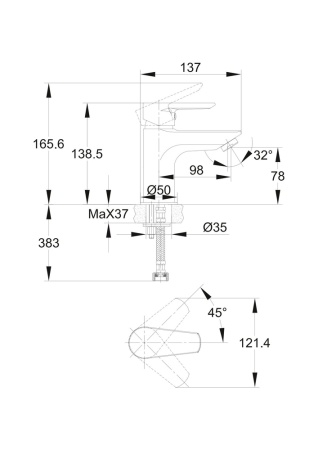 Смеситель для раковины однорычажный Cersanit Vero 63060. Распродажа