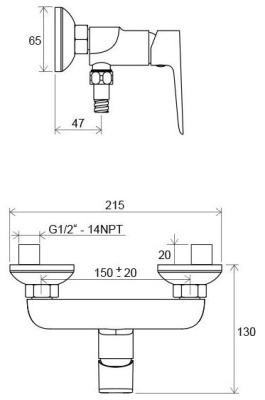 Смеситель для душа Ravak CL 032.00/150