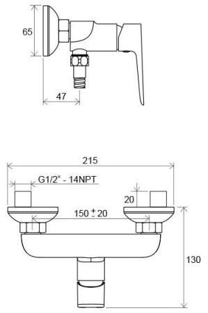 Смеситель для душа Ravak CL 032.00/150
