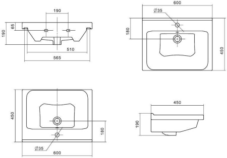Тумба IDEA Нова Квадро 60 с умывальником Миранда-60