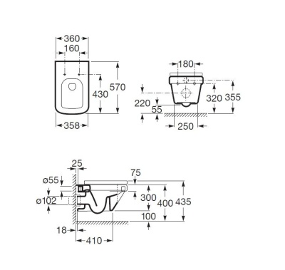 Унитаз подвесной Roca Dama-N с сиденьем микролифт