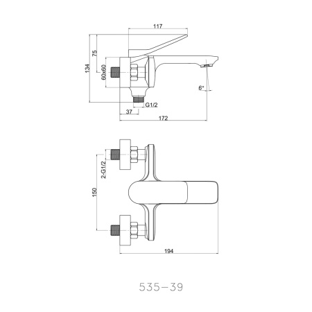 Смеситель для ванны однорычажный Cersanit Odra, хром А63051
