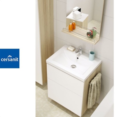 Тумба под раковину подвесная Cersanit Smart 80 с умывальником Grand 80. Образец. Распродажа