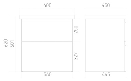 Тумба подвесная Laparet Optimum 60 с умывальником Cersanit Moduo 60 белый глянец LO-WCAB-60-01+S-UM-MOD60/1
