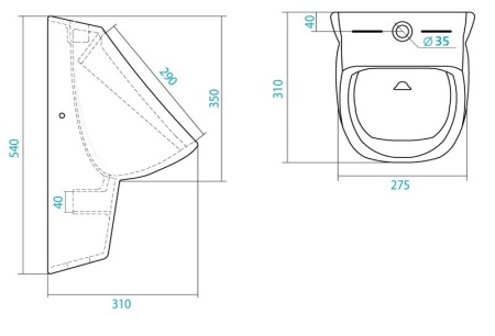 Писсуар настенный Santek "Гала", белый 1WH301774